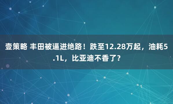 壹策略 丰田被逼进绝路！跌至12.28万起，油耗5.1L，比亚迪不香了？
