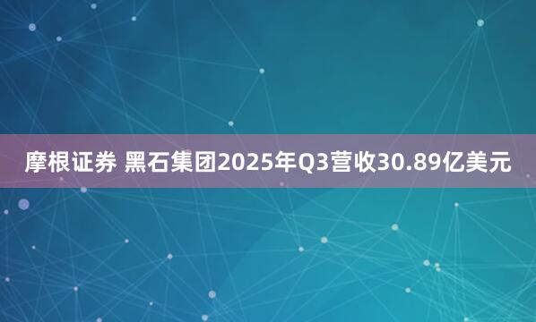 摩根证券 黑石集团2025年Q3营收30.89亿美元